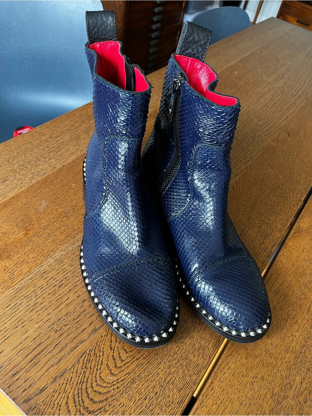 Cobalt blue leather textured boots by Zadig & Voltaire Sz 39 - Picture 7 of 17
